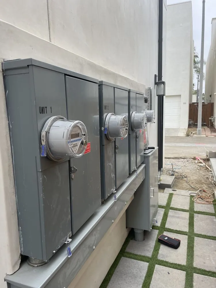 Row of unit meters on a new building