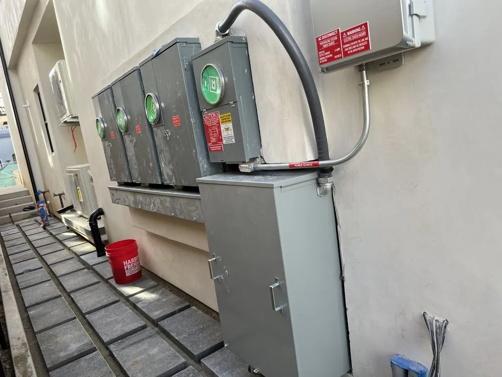 Multifamily meter bank on a building wall